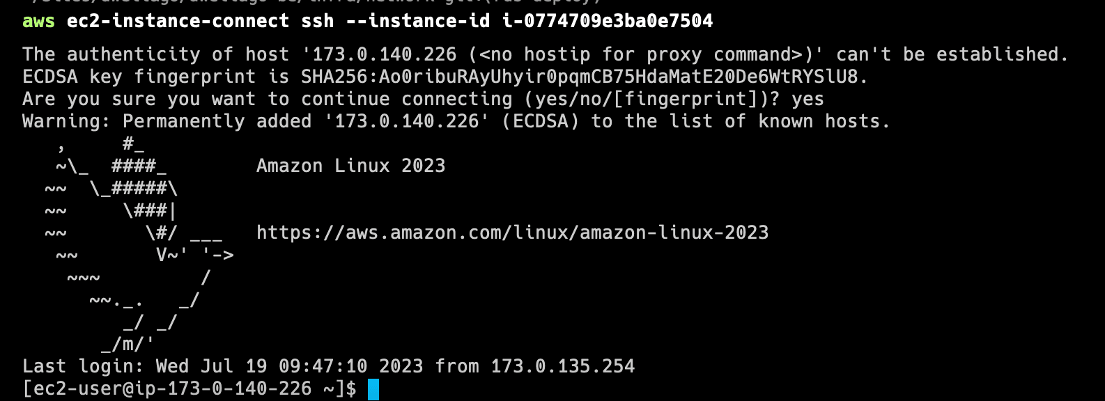 AWS CLI based connection